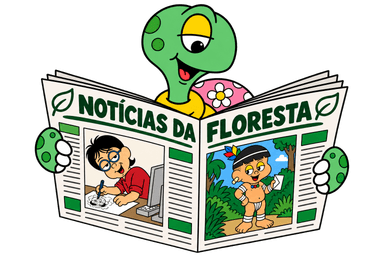 Mascote Jabuti lendo Notícias da Floresta